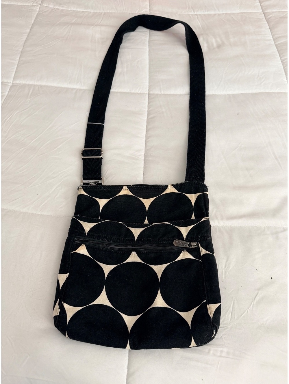 Thirty-One Polka Dot Crossbody Bag Black and Cream